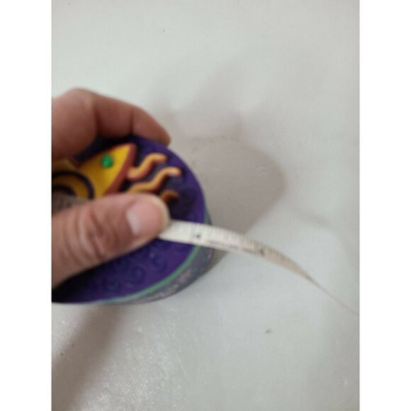 VTG Bright Star Designs Blue Yellow 3D Star Lid Footed Jewelry Trinket Box Retro - Picture 8 of 10